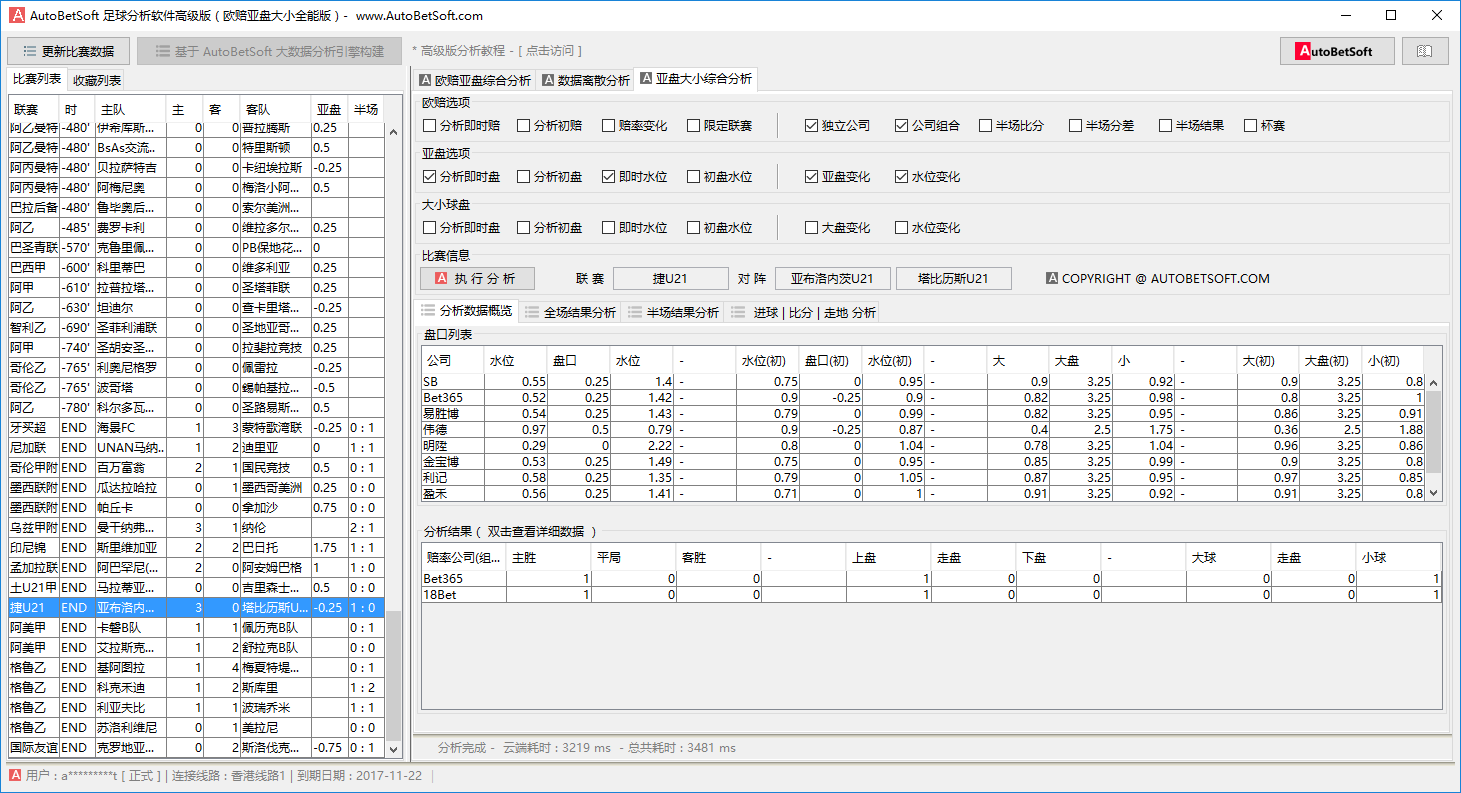 欧赔亚盘大小球综合分析软件v7.1